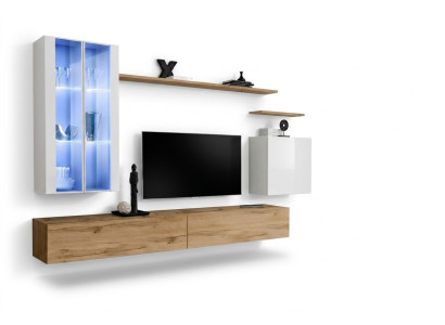 Mobili in legno, mobile TV, armadio a muro, arredamento soggiorno, set completo stile designer.