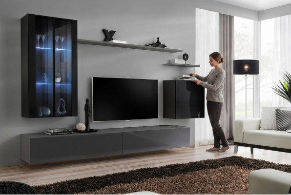 Set soggiorno 3x pensili supporto TV arredamento moderno stile designer