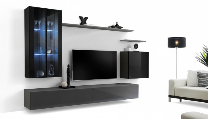 Set soggiorno 3x pensili supporto TV arredamento moderno stile designer