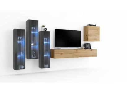 Parete attrezzata soggiorno in legno, set di lusso, arredamento nuovo stile moderno lusso marrone.