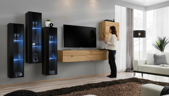Mobile porta TV moderno marrone in legno lucido con design di alta qualità.