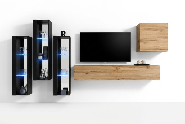 Mobile porta TV moderno marrone in legno lucido con design di alta qualità.