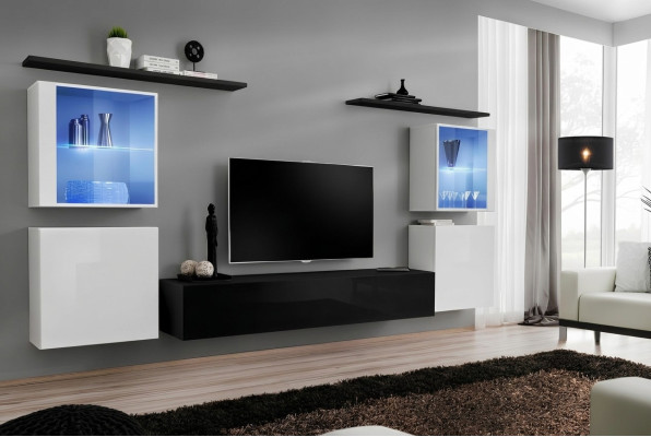 Mobili in legno nero parete vivente soggiorno mensole da parete arredamento di lusso armadio nuovo