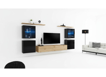 Soggiorno 4x parete armadio parete soggiorno TV stand design moderno set 7 pezzi nuovo