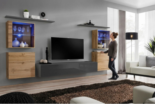 Set di mobili da soggiorno Designer Lucido Parete attrezzata soggiorno Madia Completa