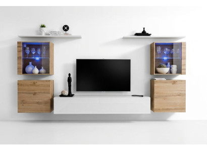 Lussuoso parete attrezzata bianca gruppo design moderno soggiorno mobili supporto TV