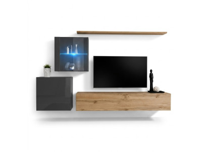 Supporto TV di lusso, mensola da parete per soggiorno design, in legno moderno, arredamento.