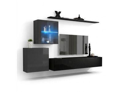 Mobile porta TV 2 armadi a parete in legno laccato lucido a scaffale da parete design