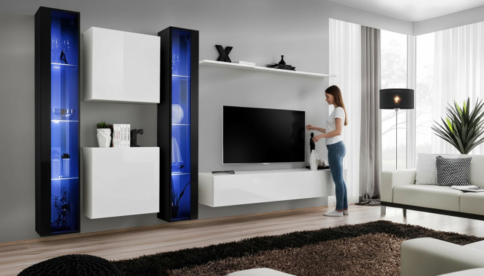 Gruppo parete soggiorno moderno mensola a parete mobile design armadio parete di lusso in legno arredamento
