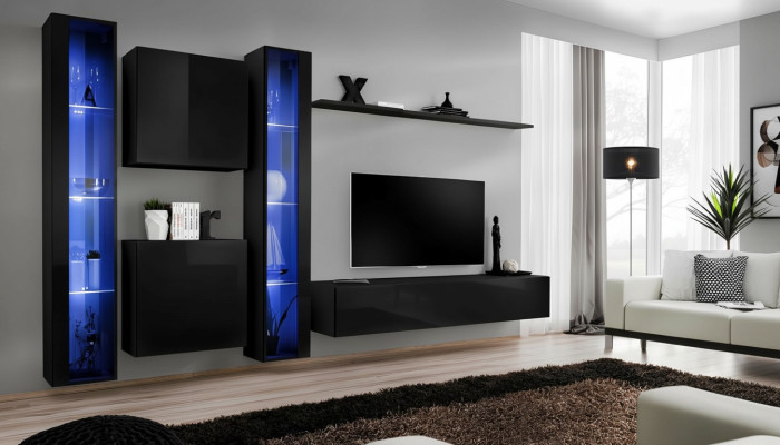 Set di mobili da soggiorno designer 2x armadietto a muro vetrina pensile arredamento