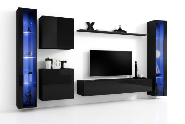 Set di mobili da soggiorno designer 2x armadietto a muro vetrina pensile arredamento