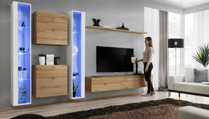 Mobili soggiorno Armadio a muro Supporto TV Marrone Credenza Completa Arredamento