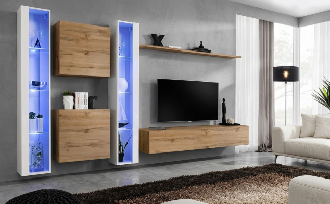 Mobili soggiorno Armadio a muro Supporto TV Marrone Credenza Completa Arredamento
