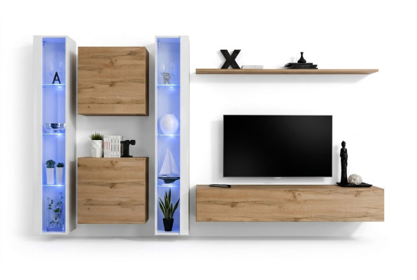 Mobili soggiorno Armadio a muro Supporto TV Marrone Credenza Completa Arredamento
