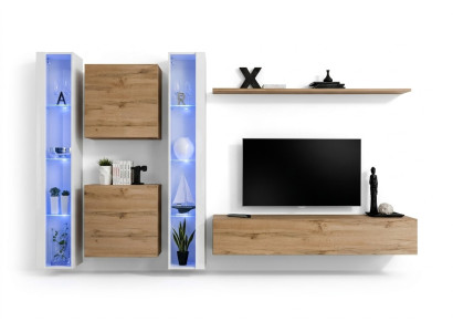 Mobili soggiorno Armadio a muro Supporto TV Marrone Credenza Completa Arredamento