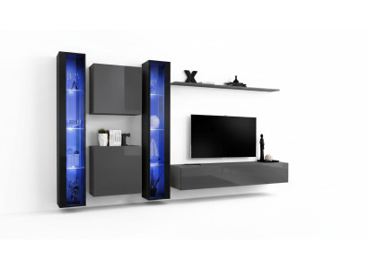 Arredamento soggiorno 2x armadio pensile grigio moderno credenza arredamento vetrina pensile.
