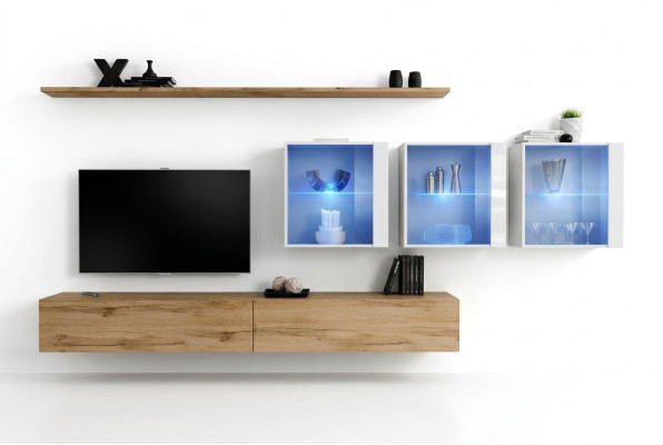 Mobili per soggiorno stile moderno design porta TV mensole a muro armadio completo a parete.