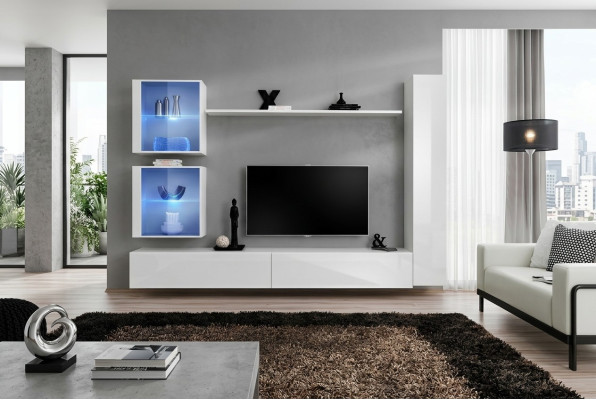 Mobile soggiorno bianco lussuoso mobile a parete completo credenza moderna design moderno.