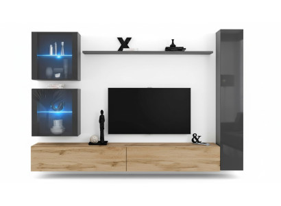 Mobile multimediale grigio moderno per arredamento parete soggiorno stand TV.