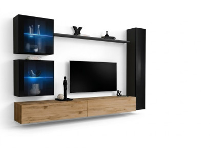 Lusso nero 3x Armadio da parete Mobile porta TV Moderno Set di design 6 pezzi Nuovo