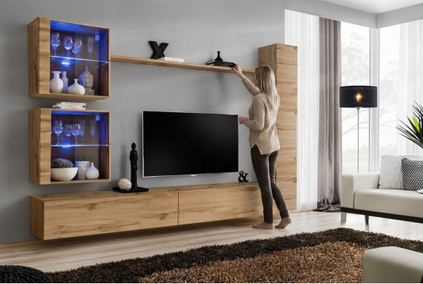 Marrone parete vivente pensile Armadio Design supporto TV mobile Arredamento Scaffale Moderno