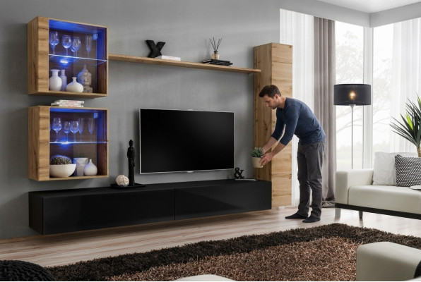 Mobili da soggiorno di design, armadio a parete, libreria, mobile tv set 6 pezzi.