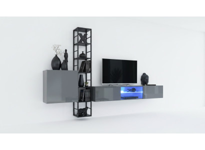Mobili soggiorno parete attrezzata in legno set TV completo nuovo arredamento.