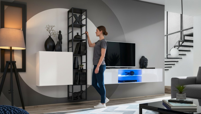 Set completo soggiorno 3 pezzi lusso parete attrezzata mobile TV design