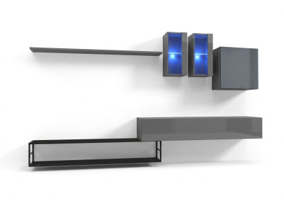 Set di mobili da soggiorno completo a 6 pezzi, parete attrezzata di design, mobili di lusso, credenza.