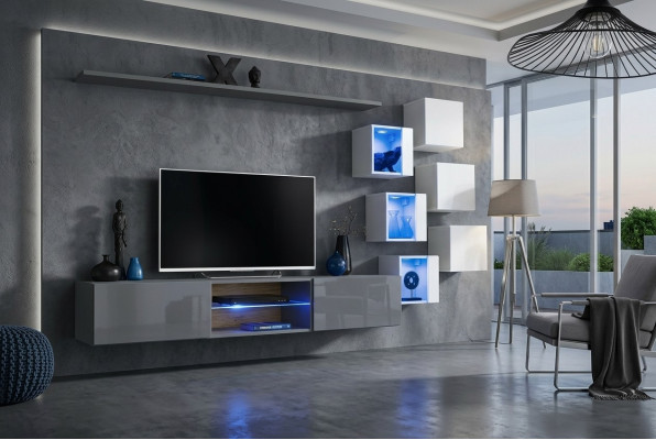 Mobili per parete di design di lusso Grigio Scaffale da parete Parete Arredo completo