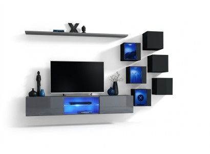 Imposta moderna grigia arredamento parete TV stand credenza in legno mobile a parete.