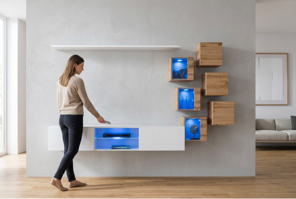 Nuovo set completo 8 pezzi armadio a parete lusso credenza supporto TV scaffali da parete