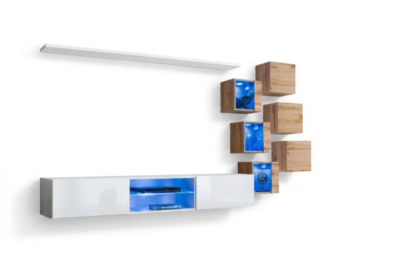 Nuovo set completo 8 pezzi armadio a parete lusso credenza supporto TV scaffali da parete