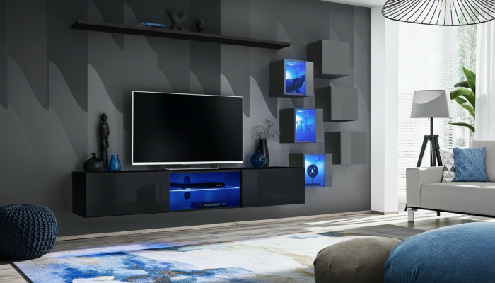 Mobile TV Parete soggiorno Credenza Set lusso Moderno Designer Ripiani Completamente