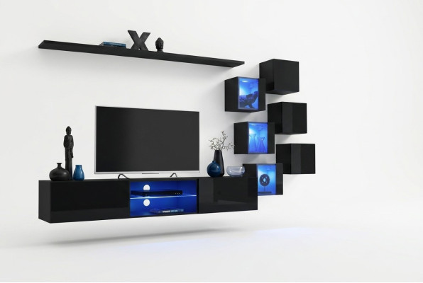Mobile TV Parete soggiorno Credenza Set lusso Moderno Designer Ripiani Completamente