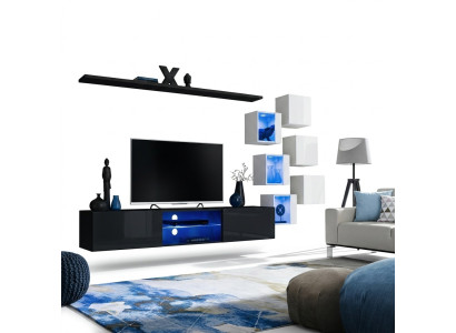 Moderno set di mobili per il soggiorno completo, scaffali da parete di lusso, design di design.
