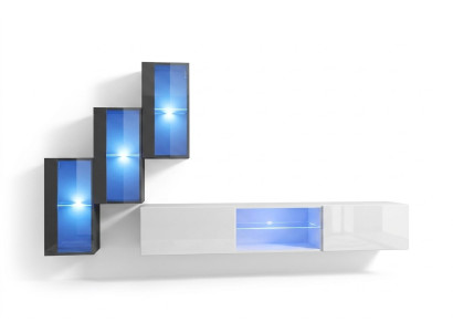 Mobili di lusso per designer di arredamento da parete per TV con 3 armadi sospesi e credenza in legno.