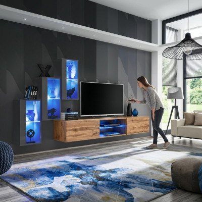 3x Armadio a muro Mobile porta TV Set 4 pezzi Mobili soggiorno Mensole a parete Madia