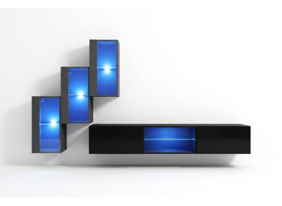 Mobili da soggiorno in legno composta da parete attrezzata, credenza, mobile TV e set lussuoso.