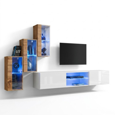 3x Armadio a parete mobili da soggiorno componibile 210 cm Arredamento di lusso supporto TV