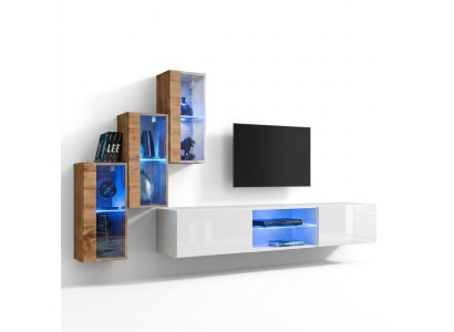 3x Armadio a parete mobili da soggiorno componibile 210 cm Arredamento di lusso supporto TV