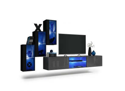 Set di parete soggiorno 4 pezzi 210 cm Arredamento Moderno Armadio a muro Nuovo