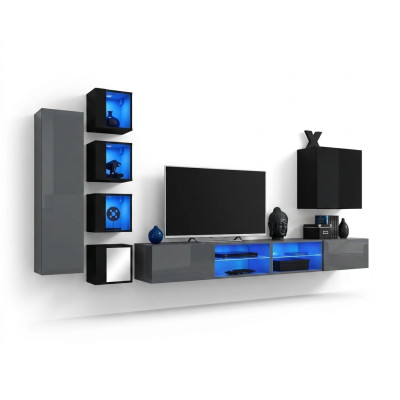 Arredamento Moderno Mobili Soggiorno Completo Parete Attrezzata in Legno Mobile TV