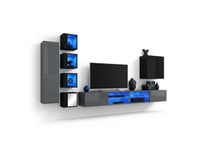 Arredamento Moderno Mobili Soggiorno Completo Parete Attrezzata in Legno Mobile TV