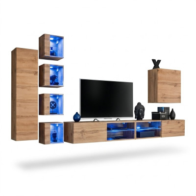 Set di arredamento per parete, armadio a muro, mensole, credenza, mobiletto in legno, supporto TV, nuovo.  Set di mobili da parete, armadio a muro, mensole, credenza, mobiletto in legno, supporto TV, nuovo.