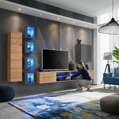 Set parete attrezzata 320 cm Mobile a parete Supporto TV Moderno Madia Mobili soggiorno
