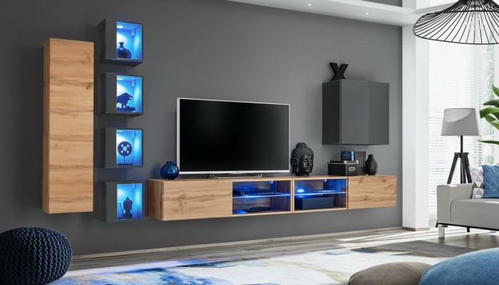 Set parete attrezzata 320 cm Mobile a parete Supporto TV Moderno Madia Mobili soggiorno