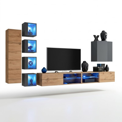 Set parete attrezzata 320 cm Mobile a parete Supporto TV Moderno Madia Mobili soggiorno