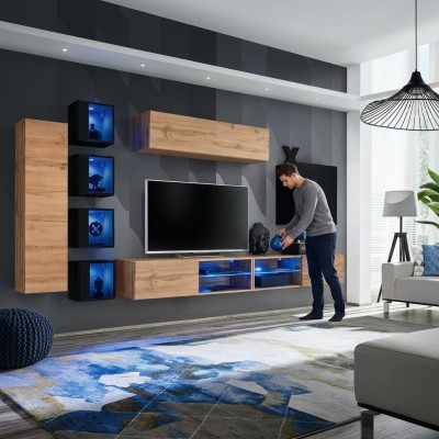 Completamente moderno designer parete attrezzata scaffali supporto TV mobili in legno armadietto a parete