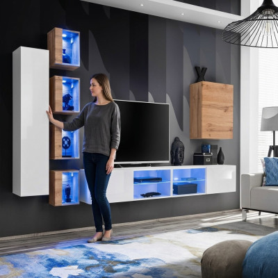 Mobili da soggiorno: armadio designer, scaffali da parete, credenza, armadietto a muro.
